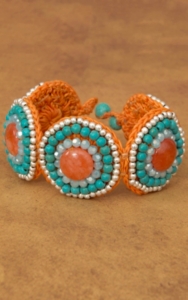 Pannee® Turquoise and Silver Beads with Orange Rope Circle Bracelet