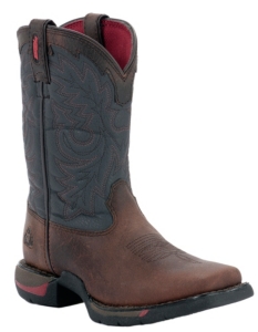 Rocky® Long Range™ Youth Dark Brown w/ Blue Top Square Toe Work Boots