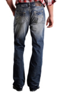 Rock & Roll Cowboy® Medium Stonewash Abstract Double Barrel Relaxed Fit Boot Cut Jeans