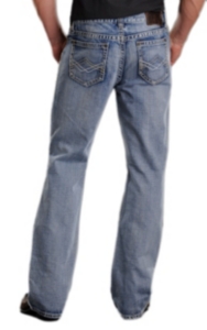 Rock & Roll Cowboy® Light Stonewash Diamond Stitched Double Barrel Relaxed Fit Boot Cut Jeans