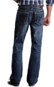 Rock & Roll Cowboy® Dark Stonewash Double V Embroidery Double Barrel Relaxed Fit Boot Cut Jeans