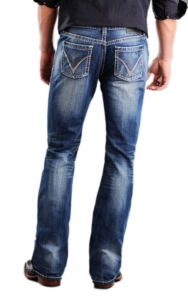 Rock & Roll Cowboy® Medium Stonewash Running V Embroidery Pistol Slim Fit Boot Cut Jeans