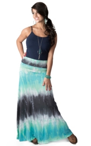 Karlie® Women's Charcoal, Mint and Blue Tie-Dye Maxi Skirt