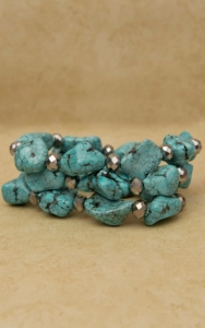 Turquoise Stone & Hematite Bead Bracelet Set SB4022