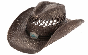 Scala Ranch™ by Dorfman Pacific® Distressed Chocolate Vent w/ Turquoise Hatband Straw Cowboy Hat