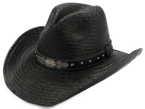 Scala® Black w/ Wide Leather Band Straw Cowboy Hat SW17BLK