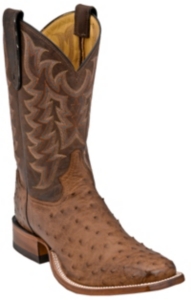 Tony Lama® Mens Chocolate Brown Vintage Full Quill Ostrich Exotic Square Toe Boots