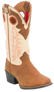 Tony Lama® 3R™ Youth Rojo Brown Bridle w/ Ivory Top Square Toe Western Boot