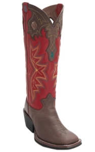Tony Lama® 3R™ Men's Bay Brown w/Barn Red Tall Top Double Welt Square Toe Buckaroo Western Boots