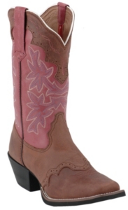 Tony Lama® 3R Series™ Ladies Walnut Brown & Red Saddle Vamp Square Toe Western Boots