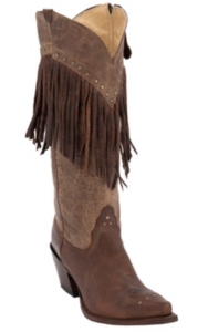 Tony Lama® Vaquero™ Women's Mosto Tucson Brown w/Fringe Snip Toe Western Boots