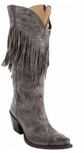Tony Lama® Vaquero™ Women's Distressed Chocolate w/Fringe Snip Toe Western Boots