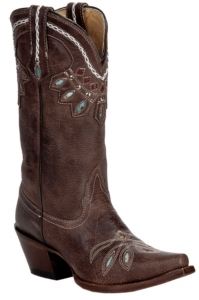 Tony Lama®Vaquero™Ladies Chocolate Rancho w/Cleopatra Stitch Snip Toe Western Boot