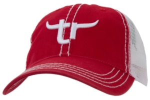 Team Roper® Mens Red w/ White Embroidered Logo Mesh Back Cap