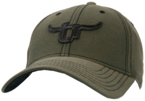 Team Roper® Mens Distressed Olive w/ Black & Chocolate Leather Embroidered Logo Cap