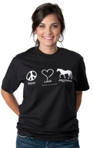 Moss Brother® Horses Unlimited™ Black Peace, Love, Happiness Short Sleeve Tee