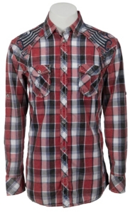 Roar® Men's Ace Embroidered Red & Blue Plaid Long Sleeve Western Shirt