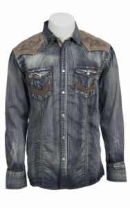 Roar® Men's Hands on Denim w/ Contrast Yoke Long Sleeve Western Shirt W51701
