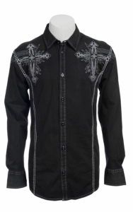 Roar® Men's Black Captivate Embroidered Long Sleeve Western Shirt