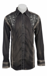 Roar® Men's Grey Exhilerate Embroidered Long Sleeve Western Shirt