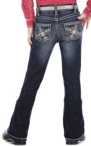 Rock 47™ by Wrangler® Girls' Black & Silver Fleur De Lis Jean - Sizes 7-14 Slim Fit