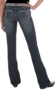 Rock 47™ by Wrangler® Women's Silver & Black Swirl & Cross Embroidered Ultra Low Rise Jeans