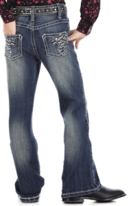 Rock 47™ by Wrangler® Girls' Black & Silver Fleur De Lis Jean - Sizes 4-6 Slim Fit