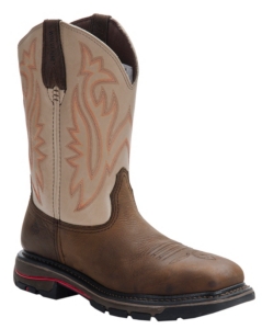 Wolverine® Mens Distressed Brown w/ Tan Javelina Square Steel Toe Western Wellington