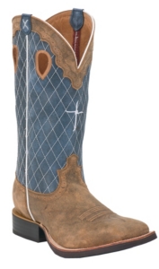 Twisted X® Men's Brown Bomber w/ Blue Diamond Stitch & Cross Square Toe Western Boots