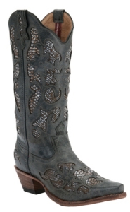 Twisted X® Steppin Out™ Ladies Charcoal w/ Python Print Inlay Snip Toe Western Boots