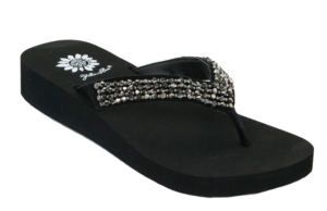 Yellow Box® Ladies Tanga Pewter Beaded Flip Flops
