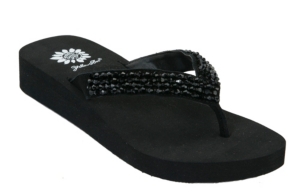 Yellow Box® Ladies Tanga Black Beaded Flip Flops