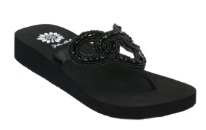Yellow Box® Ladies Yoma Black Beaded Flip Flops
