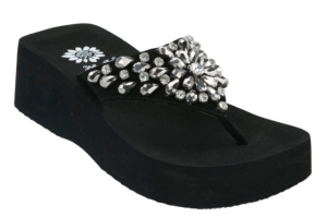 Yellow Box® Ladies Alaine Black Flower Beaded Flip Flops