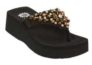 Yellow Box® Ladies Alaine Brown Flower Beaded Flip Flops