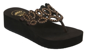 Yellow Box® Ladies Bobby Brown Nubuck w/ Oval Rhinestones Flip Flops