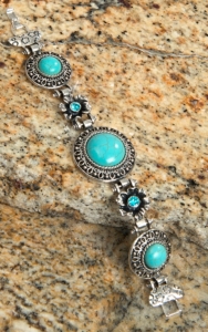 Wear N.E. Wear® Silver and Turquoise Antique Pendant and Flower Bracelet