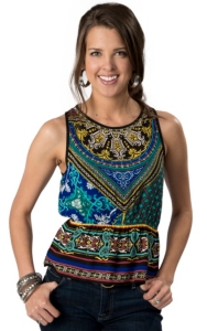 Billy™ by Flying Tomato® Black, Green, Blue and Yellow Sleeveless Top