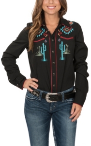 shirts western cavenders roper aztec cactus embroidered west retro