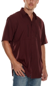 Ariat Men S Venttek Solid Burgundy Short Sleeve Fishing Shirt Cavender S Exclusive