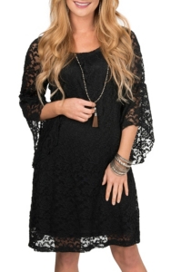 black lace bell sleeve dress