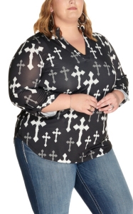 black and white plus size tops