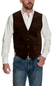 Scully Men's Brown Suede Vest with Satin Back | Cavender's