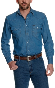 wrangler stonewash denim work shirt