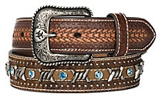 concho belt ariat belts mens studs calf barbed wire western brown hair light cavenders