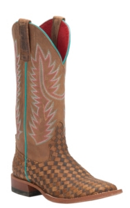 Honey Woven Square Toe Western Boots 