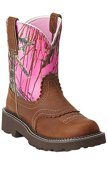 Ariat Fatbaby Women's Tanned Copper with Pink Camo Top Boots ...