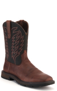 black square toe work boots