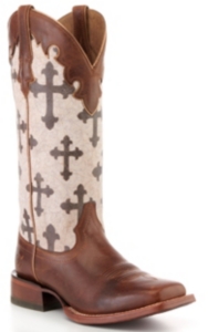 womens square toe boots with cross