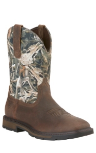 Ariat Ariat Groundbreaker Men's Distressed Brown with Camo Top Slip-On Square Toe Workboots
